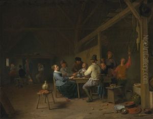 Tavern Interior With Drinkers And Smokers