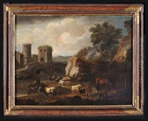 Paesaggio Romano Con Figure E Armenti by Domenico Brandi