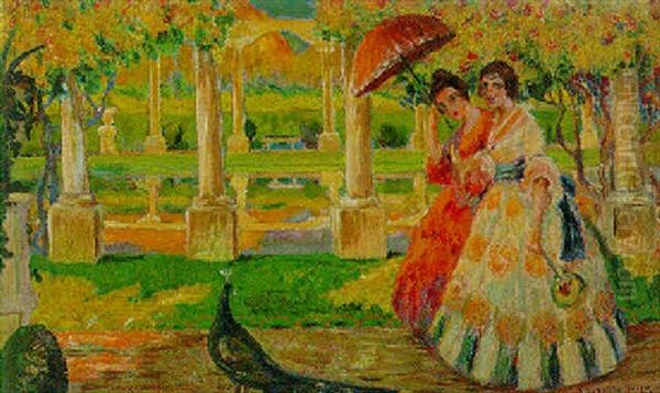 Elegant Ladies In A Formal Garden - view 1