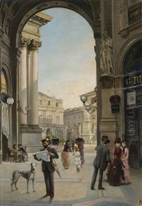 Scorcio Di Piazza Della Scala Dalla Galleria Vittorio Emanuele by Luigi Sorio