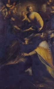 Saint Francois, Un Roi Et Une Sainte En Oraison Devant La Vierge Et L'enfant by Pietro Sorri