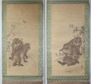 Monkey Paintings (pair) by Sosen