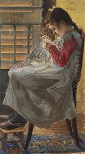 Nina Cosiendo by Giovanni Sottocornola
