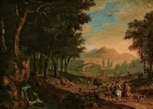 Elegante Gesellschaft Bei Der Heimkehr Von Der Jagd by Hendrik Soukens