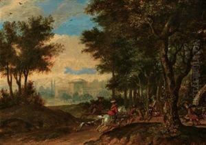 Elegante Gesellschaft Bei Der Jagd by Hendrik Soukens