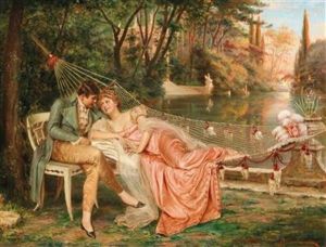 Flirting In The Park Of The Villa Borghese