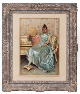 Portrait Of A Woman With Fan by Frederic Soulacroix