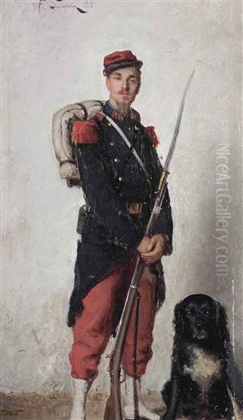 A Soldier With His Dog - view 1