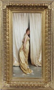Lady Stepping Through Curtains