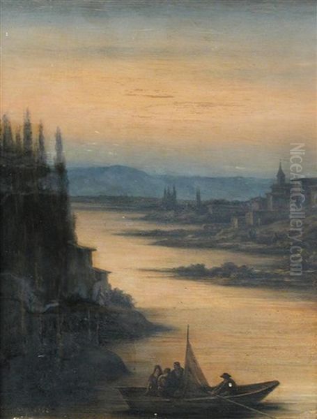 Rowers On The Rhine, A Town Beyond - view 1