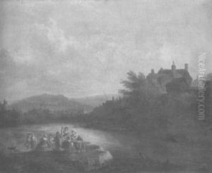 Fluslandschaft Mit Wascherinnen Am Ufer by Leon Soulie
