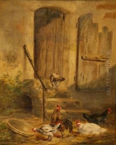 Poules Et Coqs by Louis Ulysse Souplet