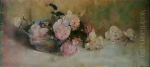 Peony Roses In A Glass Bowl by Clara Southern