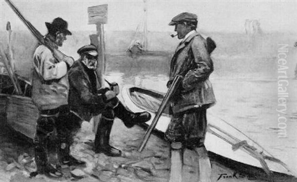 Sportsmen Conversing By A Wildfowler's Punt - view 1