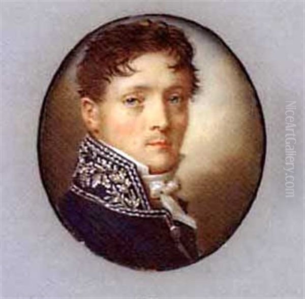 A Young Auditeur At The French Conseil D'etat In Blue Coat With Silver-embroidered Collar, Knotted White Cravat - view 1