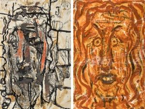 Visage De Face (recto) Und Christ (verso) by Louis Soutter