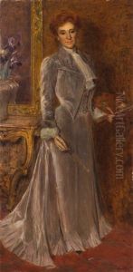 Portrait Of The Painter Clemence Molliet by Alberto Carlos de Souza Pinto