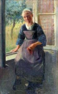 Jeune Fille Pres De La Fenetre by Alberto Carlos de Souza Pinto