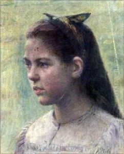 Portrait De Jeune Fille De Trois Quarts by Alberto Carlos de Souza Pinto