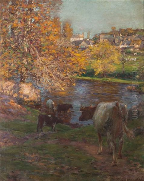 Landscape With Houses, Trees And Cows - view 1
