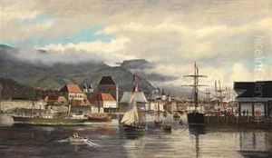 Bergen Havn Sett Fra Sjosiden by Theodor Sovig