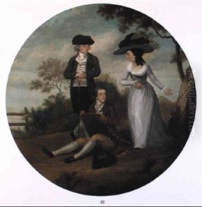 Portrait Of The Artist With His Brother Charles And Sister Arabella by James Sowerby
