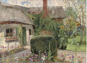 A Cottage Garden, Sutton Courtenay, Abingdon by John Sowerby