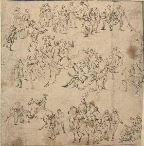 Studies Of Horsemen And Spectators by Pieter Jan Brandl