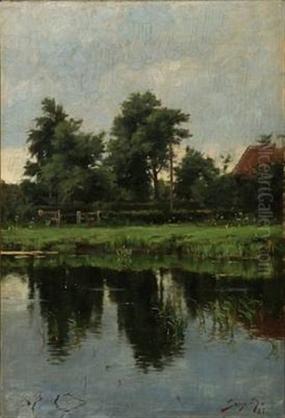 Landscape With A Lake And Tall Trees - view 1