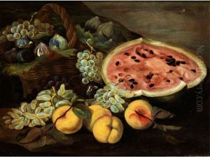 Fruchtstillleben Mit Feigen, Trauben, Wassermelonen Und Pfirsichen