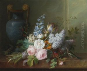 A Bouquet Of Flowers With A Bird's Nest