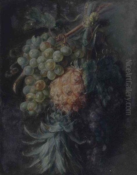 Nature Morte A L'ananas Et Aux Grappes De Raisins - view 1