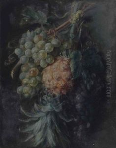 Nature Morte A L'ananas Et Aux Grappes De Raisins