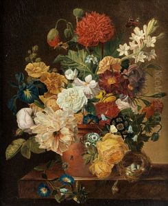 Blumenstillleben Mit Vogelnest
