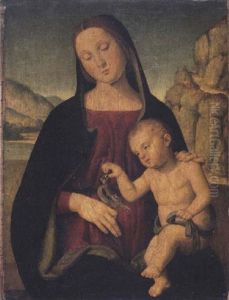 The Madonna And Child With A Goldfinch by Spagna (Giovanni lo Spagnolo)
