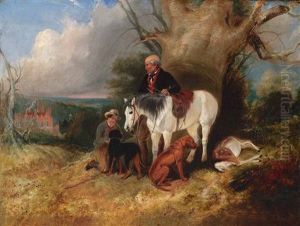 Knabe Mit Pony Und Jagdhunden