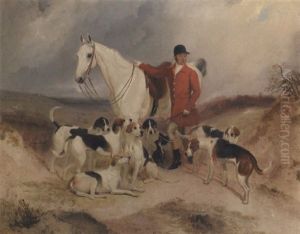 Dick Burton, Huntsman To The Tidworth Hunt With His Hunter And Hounds by Charles Bilger Spalding