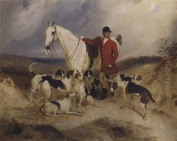 Dick Burton, Master Of The Tedworth Hunt, With His Hunter And Hounds, In An Extensive Landscape - view 1