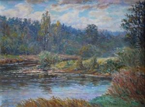 The River In Autumn by Arnolds Spalvins