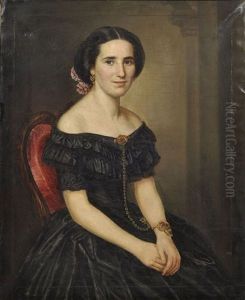 Damenbildnis. Kniestuck, Sitzend, Nach Rechts by Gustav Adolph Spangenberg