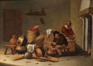Kucheninterieur Mit Zwei Mannern by Jan Spanjaert