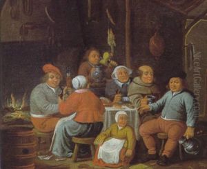 Die Fette Kuche: Ein Monch Und Bauern Beim Landlichen Mahl In Einem Wirsthaus