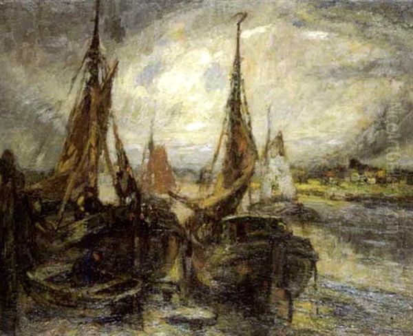 Gemeerde Boten Langs De Schelde - view 1