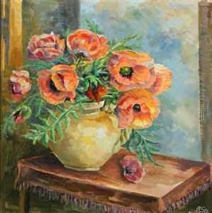 Still Life With Poppies In A Vase by Antal Spanyi