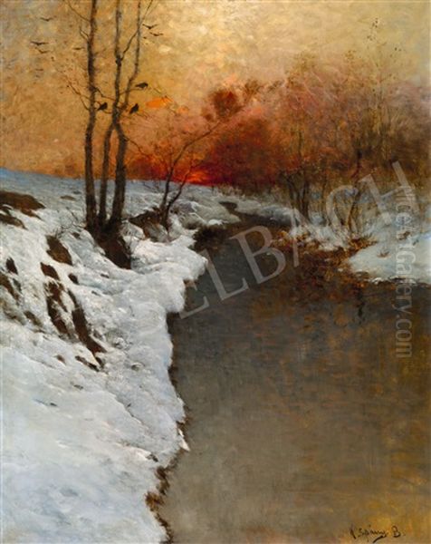 River-side In Winter With Sundown Lights - view 1