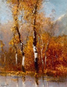 Birch Trees (autumn) by Bela Von Spanyi