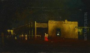 View Of Figures On A Street By A Hacienda View Of Figures On A Street By A Hacienda