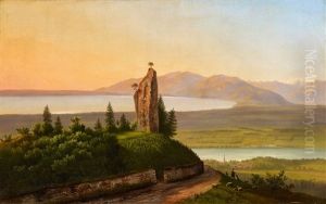Ruined Castle At Twilight By Lake Constance
