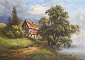 Altes Bauernhaus Am Ufer by Karl Christian Sparmann