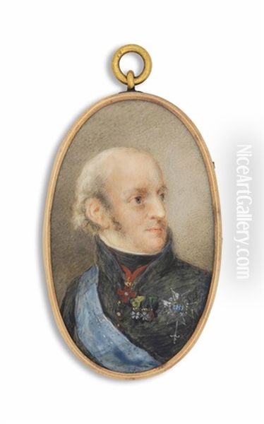 Charles Xiii (1748-1818), King Of Sweden 1809-1818, And King Of Norway 1814-1818, In Black Uniform And Black Stock, Wearing The Blue Sash And Breast-star Of The Royal Swedish Order Of The Seraphim, The Order Of Charles Xiii, And The Badges Of The Polar St - view 1